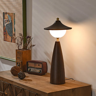 Maoy Tapered Wood Glass Table Lamp