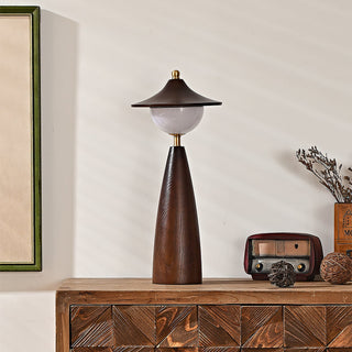 Maoy Tapered Wood Glass Table Lamp