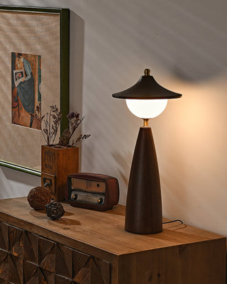 Maoy Tapered Wood Glass Table Lamp
