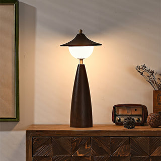 Maoy Tapered Wood Glass Table Lamp