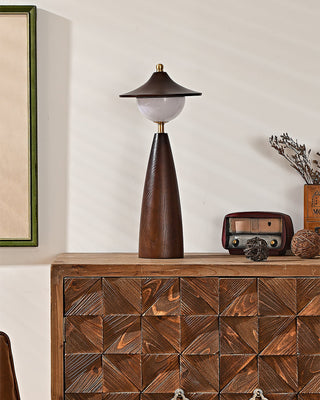 Maoy Tapered Wood Glass Table Lamp
