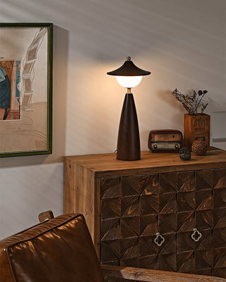 Maoy Tapered Wood Glass Table Lamp