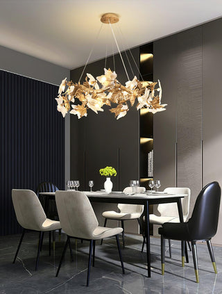 Maple Leaf Luxury Brass Chandelier