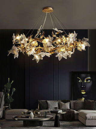 Maple Leaf Luxury Brass Chandelier
