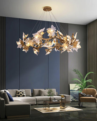Maple Leaf Luxury Brass Chandelier