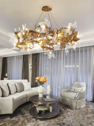 Maple Leaf Luxury Brass Chandelier