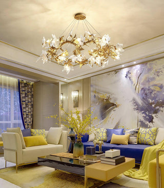 Maple Leaf Luxury Brass Chandelier