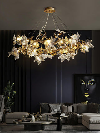 Maple Leaf Luxury Brass Chandelier