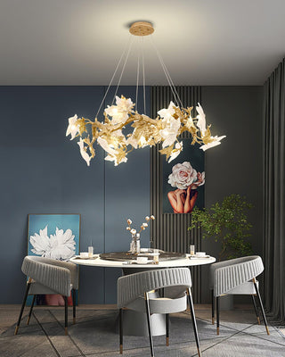 Maple Leaf Luxury Brass Chandelier