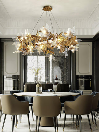 Maple Leaf Luxury Brass Chandelier