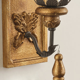 Margarite Vintage Gold Leaf Candle Wall Sconce