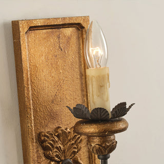Margarite Vintage Gold Leaf Candle Wall Sconce