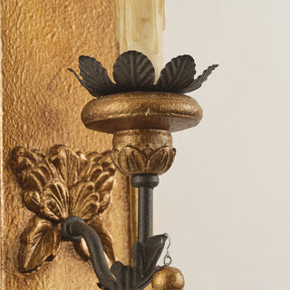 Margarite Vintage Gold Leaf Candle Wall Sconce