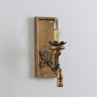 Margarite Vintage Gold Leaf Candle Wall Sconce