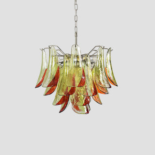 Marielle Green Red Tipped Glass Petal Chandelier