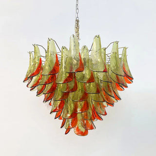 Marielle Green Red Tipped Glass Petal Chandelier