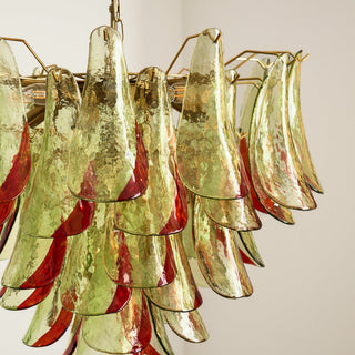 Marielle Green Red Tipped Glass Petal Chandelier