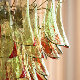 Marielle Green Red Tipped Glass Petal Chandelier