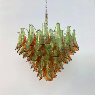 Marielle Green Red Tipped Glass Petal Chandelier