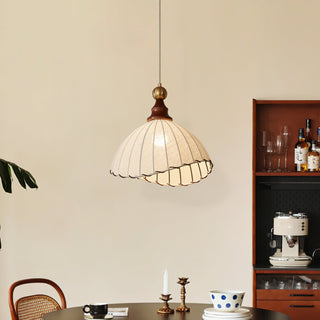 Maris Dark Wood Fabric Pendant Light