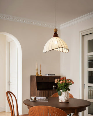 Maris Dark Wood Fabric Pendant Light