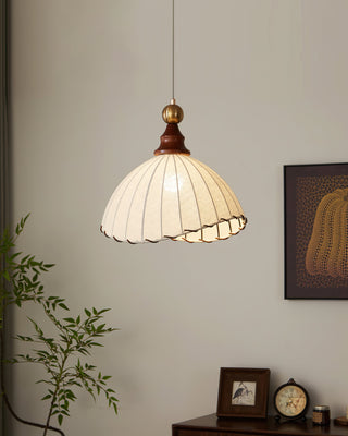 Maris Dark Wood Fabric Pendant Light