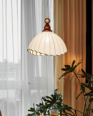 Maris Dark Wood Fabric Pendant Light