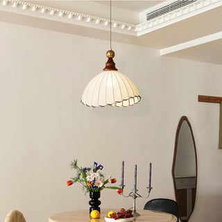 Maris Dark Wood Fabric Pendant Light