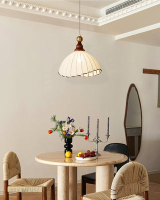 Maris Dark Wood Fabric Pendant Light