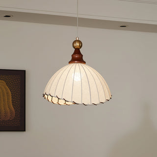 Maris Dark Wood Fabric Pendant Light