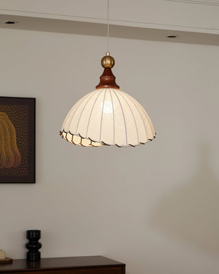 Maris Dark Wood Fabric Pendant Light