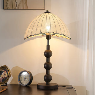 Maris Dark Wood Fabric Table Lamp