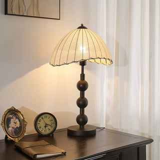 Maris Dark Wood Fabric Table Lamp
