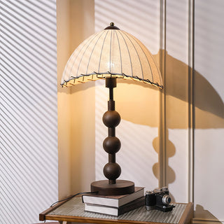 Maris Dark Wood Fabric Table Lamp