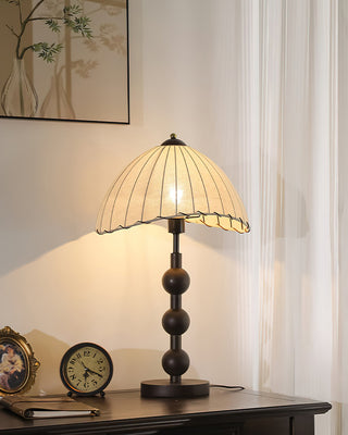 Maris Dark Wood Fabric Table Lamp