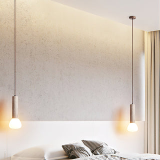 Matchstick Scandinavian Yellow Travertine Pendant Light