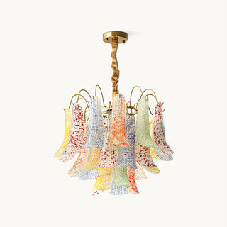 Mazzega Multicolor Speckled Glass Petal Chandelier