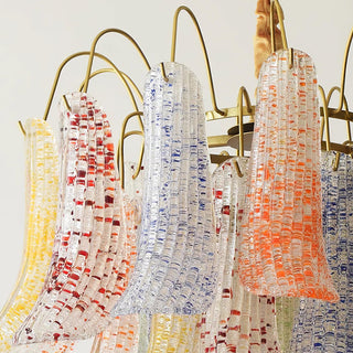 Mazzega Multicolor Speckled Glass Petal Chandelier