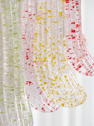 Mazzega Multicolor Speckled Glass Petal Chandelier