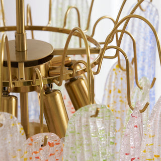 Mazzega Multicolor Speckled Glass Petal Chandelier