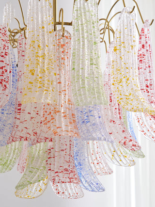 Mazzega Multicolor Speckled Glass Petal Chandelier