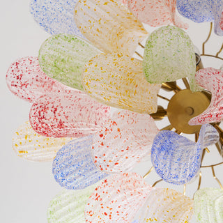 Mazzega Multicolor Speckled Glass Petal Chandelier