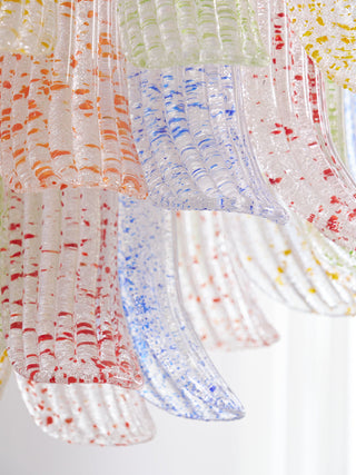 Mazzega Multicolor Speckled Glass Petal Chandelier
