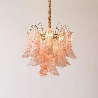 Mazzega Multicolor Speckled Glass Petal Chandelier