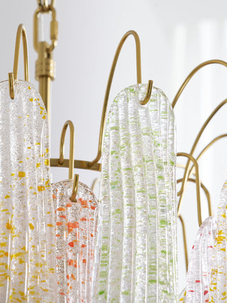 Mazzega Multicolor Speckled Glass Petal Chandelier