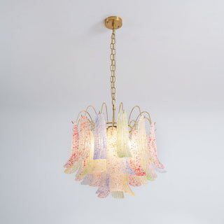 Mazzega Multicolor Speckled Glass Petal Chandelier