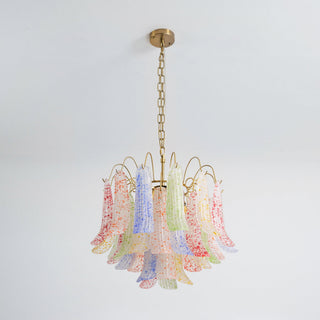 Mazzega Multicolor Speckled Glass Petal Chandelier