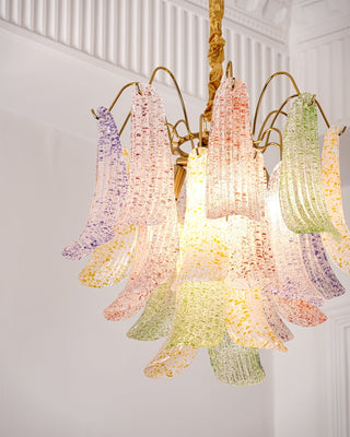 Mazzega Multicolor Speckled Glass Petal Chandelier