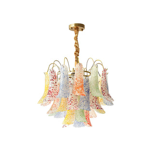 Mazzega Multicolor Speckled Glass Petal Chandelier