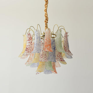 Mazzega Multicolor Speckled Glass Petal Chandelier